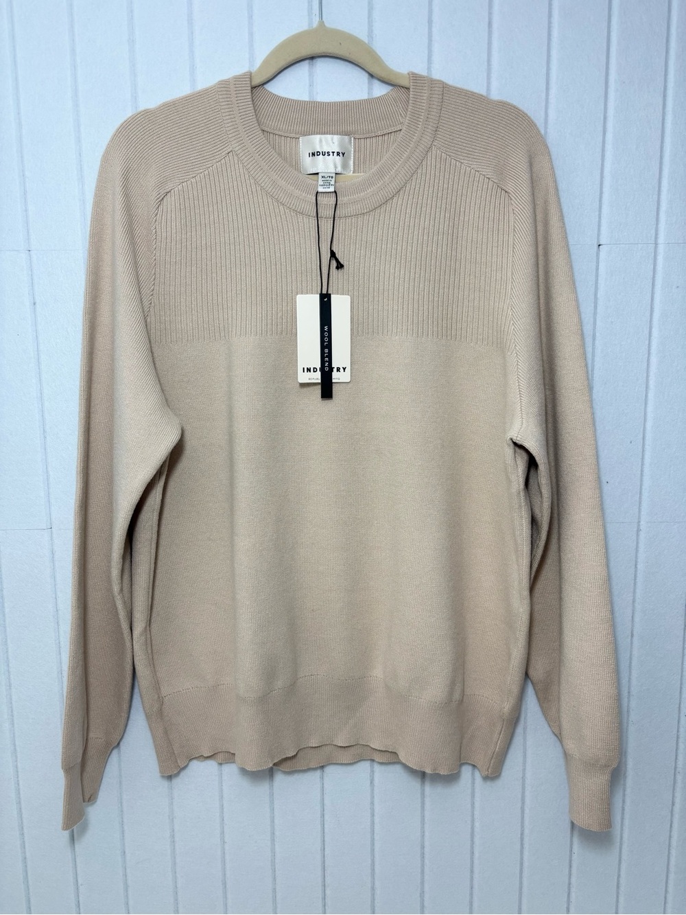 Industry Wool‎ Blend Crewneck Sweater in Beige Size XL
